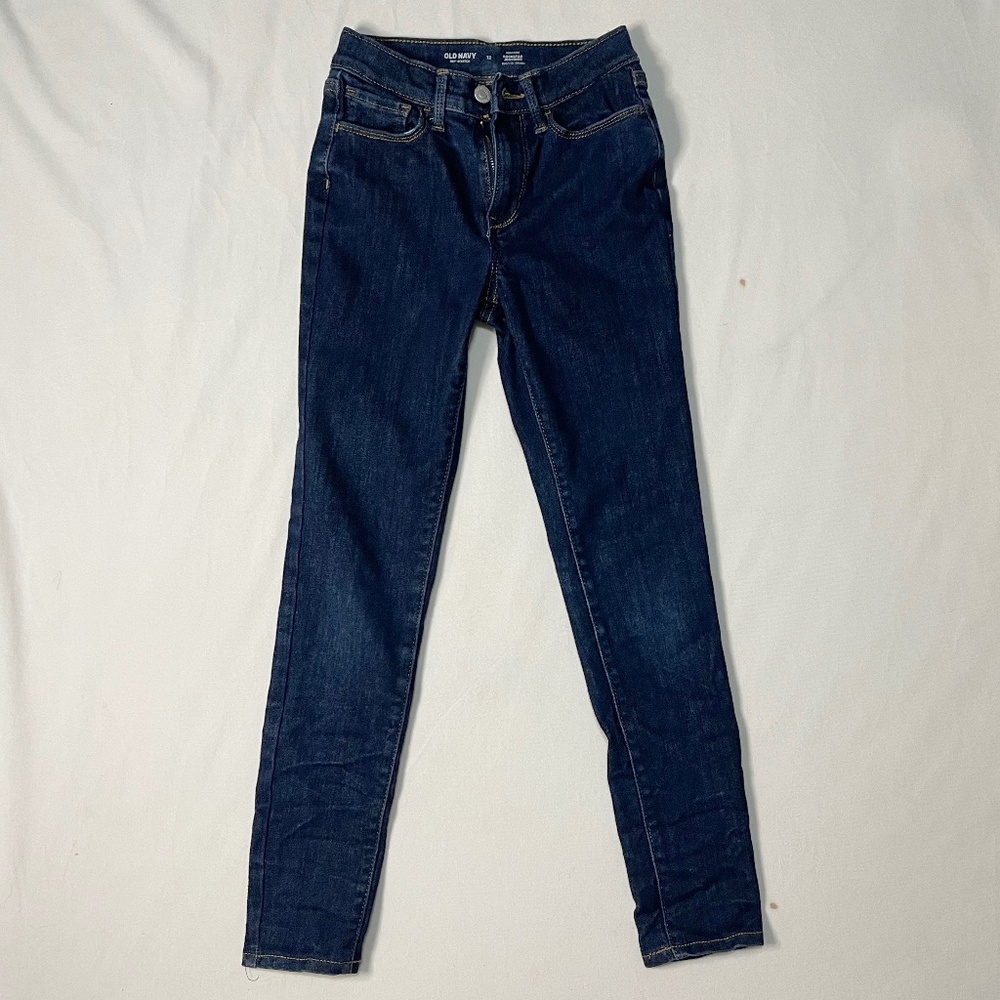 Girls Size 12 dark blue jeans old navy high rise jeggings stretch